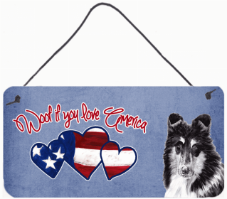 Collie 2 Woof If You Love America Artwork Wall or Door Hanging Prints