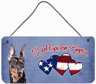 German Pinscher Woof If You Love America Artwork Wall or Door Hanging Prints