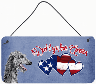 Scottish Deerhound 2 Woof If You Love America Artwork Wall or Door Hanging Prints