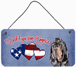 Bluetick Coonhound 2 Woof If You Love America Artwork Wall or Door Hanging Prints