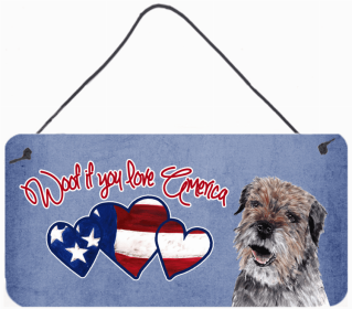 Border Terrier Woof If You Love America Artwork Wall or Door Hanging Prints