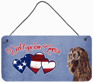 Boykin Spaniel Woof If You Love America Artwork Wall or Door Hanging Prints