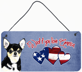 Chihuahua 2 Woof If You Love America Artwork Wall or Door Hanging Prints
