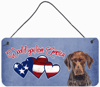 German Shorthaired Pointer Woof If You Love America Artwork Wall or Door Hanging Prints