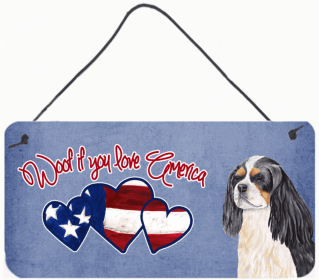 Cavalier King Charles Spaniel 2 Woof If You Love America Artwork Wall or Door Hanging Prints
