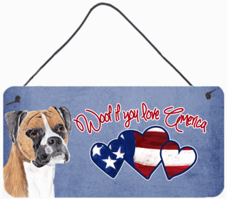 Boxer 2 Woof If You Love America Artwork Wall or Door Hanging Prints