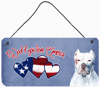 Pit Bull Woof If You Love America Artwork Wall or Door Hanging Prints