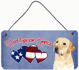 Labrador Retriever 3 Woof If You Love America Artwork Wall or Door Hanging Prints