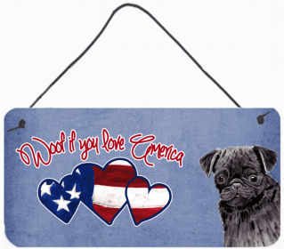 Pug 3 Woof If You Love America Artwork Wall or Door Hanging Prints