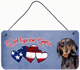 Dachshund 3 Woof If You Love America Artwork Wall or Door Hanging Prints