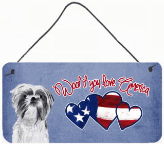 Shih Tzu 3 Woof If You Love America Artwork Wall or Door Hanging Prints