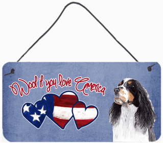 Springer Spaniel Woof If You Love America Artwork Wall or Door Hanging Prints