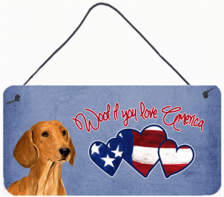 Dachshund Woof if you love America Art Wall or Door Hanging Prints