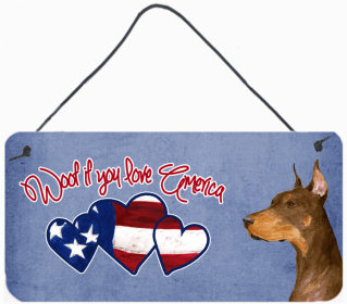 Doberman Woof if you love America Art Wall or Door Hanging Prints