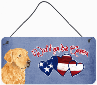 Golden Retriever Woof if you love America Art Wall or Door Hanging Prints