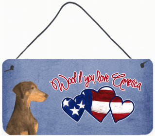 Doberman 1 Woof if you love America Art Wall or Door Hanging Prints