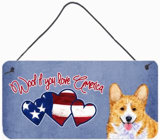 Corgi Woof if you love America Art Wall or Door Hanging Prints