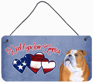 Bulldog 1 Woof if you love America Art Wall or Door Hanging Prints