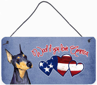 Doberman 2 Woof if you love America Art Wall or Door Hanging Prints