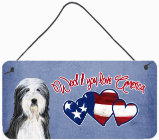 Bearded Collie Woof if you love America Art Wall or Door Hanging Prints