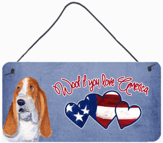 Basset Hound Woof if you love America Art Wall or Door Hanging Prints