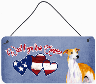 Whippet Woof if you love America Art Wall or Door Hanging Prints