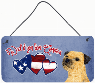Border Terrier Woof if you love America Art Wall or Door Hanging Prints