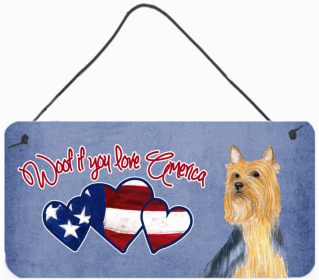 Silky Terrier Woof if you love America Art Wall or Door Hanging Prints