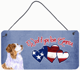 Australian Shepherd Woof if you love America Art Wall or Door Hanging Prints