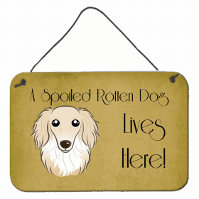 Dachshund - Longhair - Creme - A Spoiled Rotten - Lives Here Design Wall or Door Hanging Prints