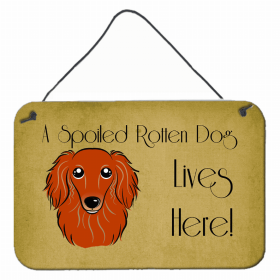 Dachshund - Longhair - Red - A Spoiled Rotten - Lives Here Design Wall or Door Hanging Prints
