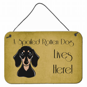 Dachshund - Black and Tan - A Spoiled Rotten - Lives Here Design Wall or Door Hanging Prints