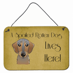 Dachshund - Wirehair - A Spoiled Rotten - Lives Here Design Wall or Door Hanging Prints