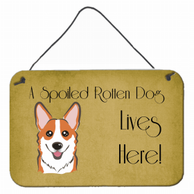 Corgi - Red - A Spoiled Rotten - Lives Here Design Wall or Door Hanging Prints