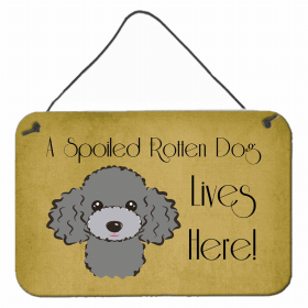 Poodle - Silver - A Spoiled Rotten - Lives Here Design Wall or Door Hanging Prints