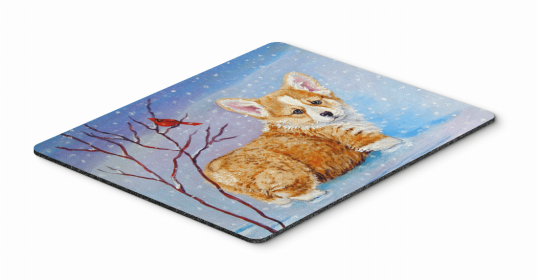 Corgi - Pup - Snow Cardinal Mouse Pad