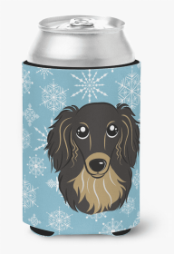 Dachshund - Longhair - Black and Tan - Snowflake Design Can Hugger