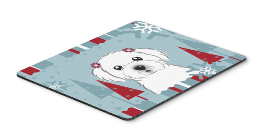 Maltese Winter Holiday Mouse Pad