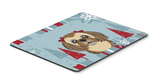 Shih Tzu - Chocolate - Winter Holiday Mouse Pad