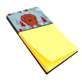 Dachshund - Longhair - Red 1 - Winter Holiday Sticky Note Holder