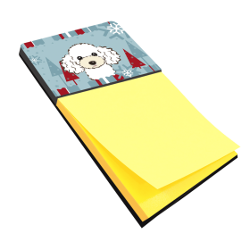 Poodle - White 1 - Winter Holiday Sticky Note Holder