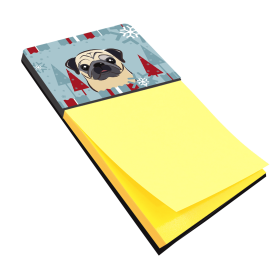 Pug - Fawn 1 - Winter Holiday Sticky Note Holder