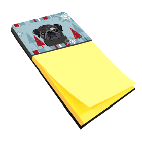 Pug - Black 1 - Winter Holiday Sticky Note Holder