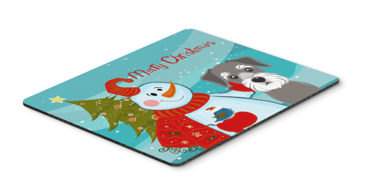 Schnauzer Merry Christmas Tree with Snowman Mouse Pad