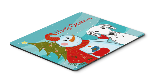 Dalmatian Merry Christmas Tree with Snowman Mouse Pad