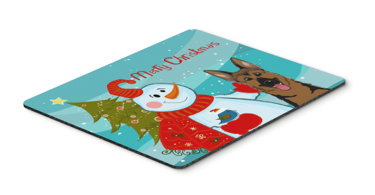 German Shepherd Merry Christmas Tree with Snowman Mouse Pad