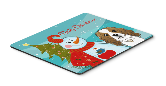 Cavalier King Charles Spaniel Merry Christmas Tree with Snowman Mouse Pad