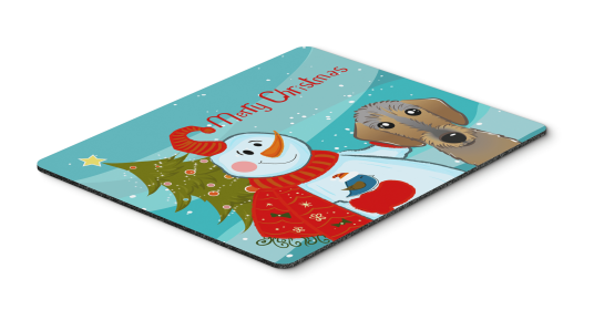 Dachshund - Wirehair - Merry Christmas Tree with Snowman Mouse Pad