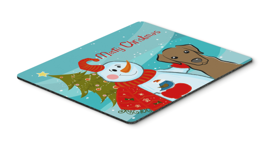 Labrador Retriever - Chocolate - Merry Christmas Tree with Snowman Mouse Pad