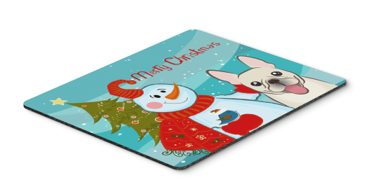 French Bulldog - Fawn - Merry Christmas Tree with Snowman Mouse Pad